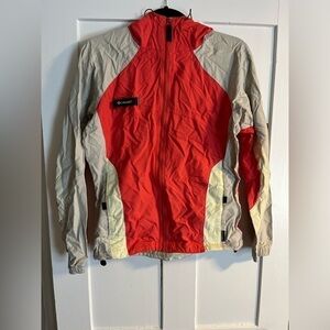 Columbia Vintage Wind Breaker Color Block Jacket Pink gray and yellow Medium